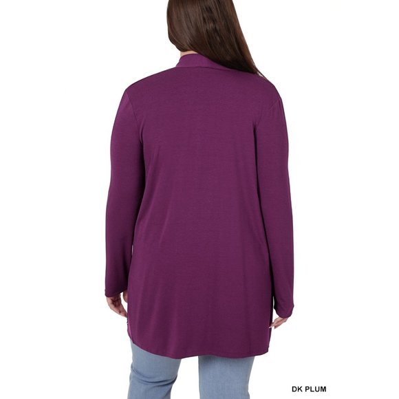 Plus Size Cardigan with Large Slouchy Pockets Color: Golden Wasabi - Picture 3 of 4